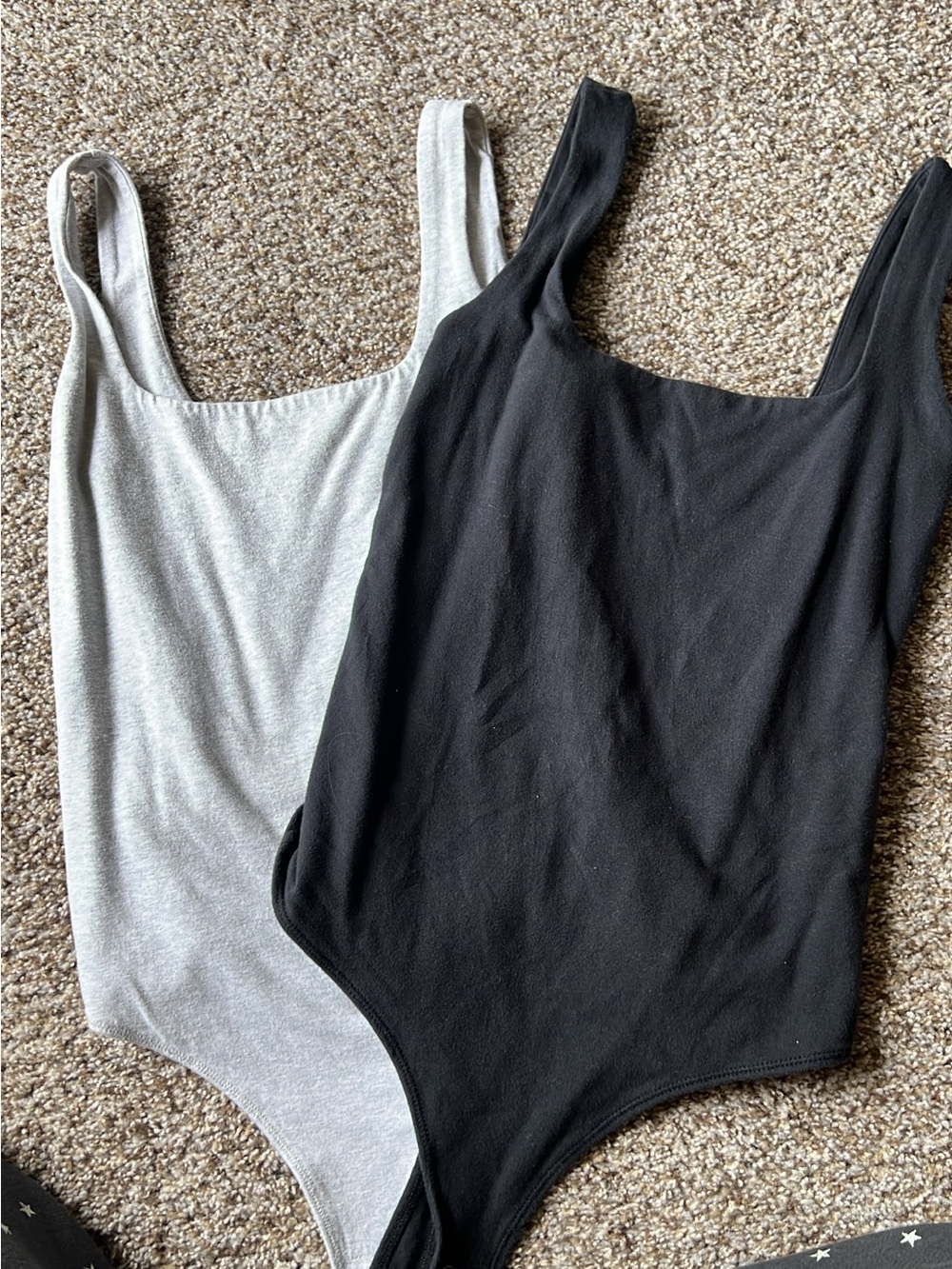 Abercrombie & Fitch Double Pack Scoop Bodysuits - Black & Light Gray